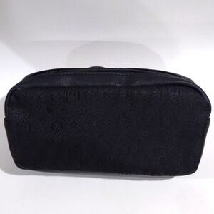 Tatsumura Unisex Faux Leather and Fabric Round Zipper Pouch - Like New - 7.75x4"